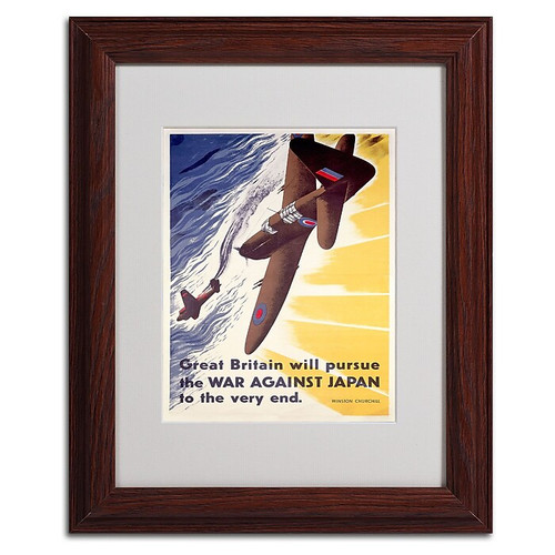 Trademark "Britain Will Pursue War Against Japan" Art, White Matte W/Wood Frame, 11" x 14" (65dcf70de8837636b11a24df_ud)