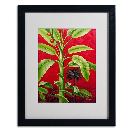 Trademark Victor Giton "Tropical Palm II" Art, White Matte With Black Frame, 16" x 20" (65dcf71ae8837636b11a251c_ud)