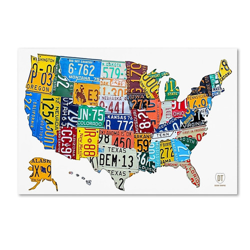 Trademark Fine Art ''License Plate Map USA 2'' by Design Turnpike 16" x 24" Canvas Art (ALI1261-C1624GG)