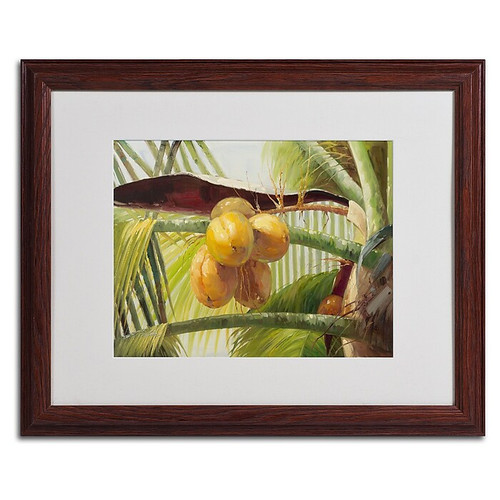 Trademark Victor Giton "Coconut Palm I" Art, White Matte With Wood Frame, 16" x 20" (65dcf74ce8837636b11a25fe_ud)