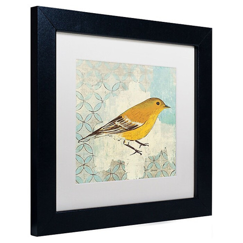 Trademark Kathrine Lovell "Pine Warbler'" Art, White Matte W/Black Frame, 11" x 11" (65dcf757e8837636b11a2614_ud)