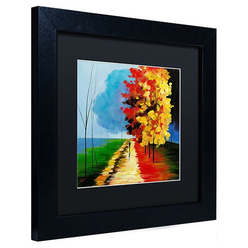 Trademark Ricardo Tapia "Walk in the Park" Canvas Art, Black Matte W/Black Frame, 11" x 11" (65dcf804e8837636b11a2902_ud)