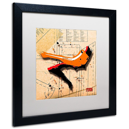 Trademark Roderick Stevens "Suede Heel Orange" Art, White Matte With Black Frame, 16" x 16" (65dcf804e8837636b11a291c_ud)