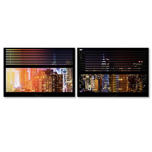 Trademark Fine Art ''Window View Manhattan Night 3'' by Philippe Hugonnard 27" x 33" Multi Panel Art Set (PH0058-P2-SET)