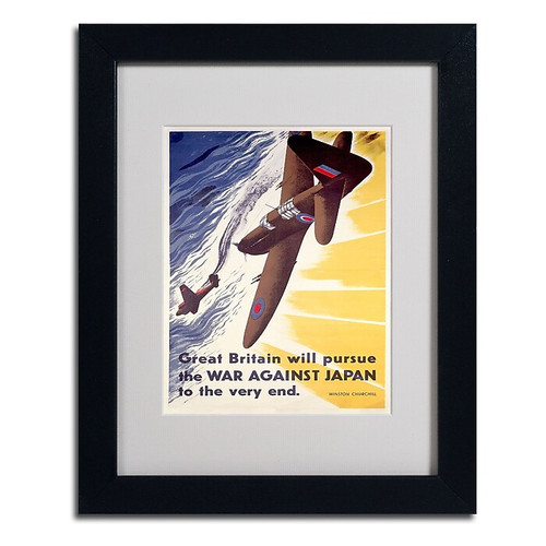 Trademark "Britain Will Pursue War Against Japan" Art, White Matte W/Black Frame, 11" x 14" (65dcf888e8837636b11a2b4e_ud)