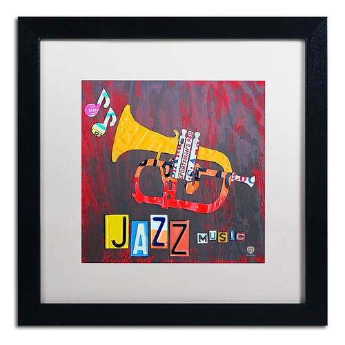 Trademark Fine Art ''Jazz Trumpet'' by Design Turnpike 16" x 16" White Matted Black Frame (ALI1269-B1616MF)