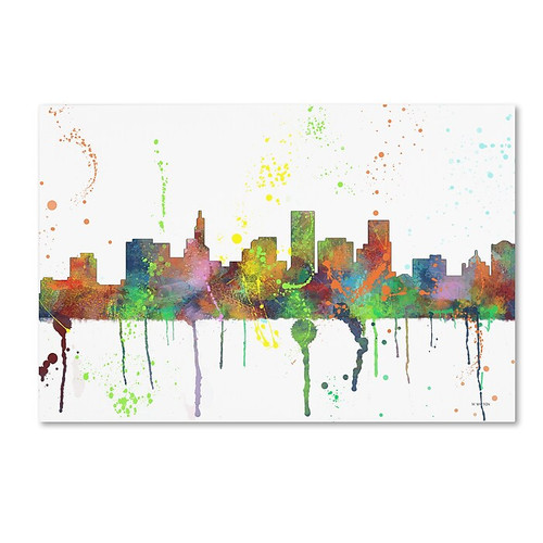 Trademark Fine Art Marlene Watson 'St Paul Minnesota Skyline Mclr-1' 12" x 19" Canvas Stretched (190836211166)