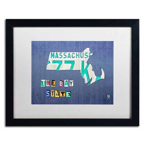 Trademark Fine Art ''Massachusetts License Plate'' by Design Turnpike 16" x 20" White Matted Black Frame (ALI1273-B1620MF)
