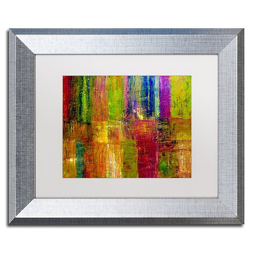 Trademark Fine Art ''Color Abstract'' by Michelle Calkins 11" x 14" White Matted Silver Frame (MC017-S1114MF)