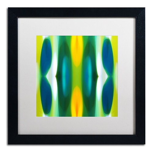 Trademark Fine Art ''Forest Pattern 11 Blue'' by Amy Vangsgard  16" x 16" White Matted Black Frame (AV0122-B1616MF)