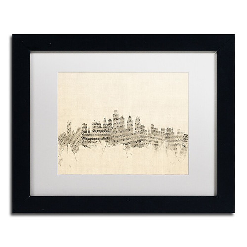 Trademark Fine Art ''Philadelphia Sheet Music II'' by Michael Tompsett 11" x 14" Black Frame (MT0826-B1114MF)