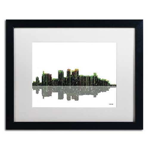 Trademark Fine Art ''Birmingham Alabama Skylin'' by Marlene Watson 16" x 20" White Matted Black Frame (MW0044-B1620MF)