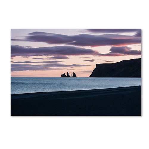 Trademark Fine Art Philippe Sainte-Laudy 'Night Falls on Reynisdrangar' 12" x 19" Canvas Stretched Art Print (190836318629)