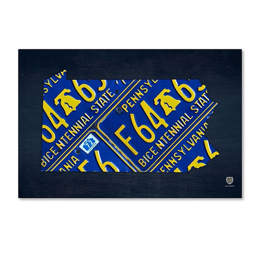 Trademark Fine Art ''Pennsylvania License Plate Map'' by Design Turnpike 22" x 32" Canvas Art (ALI1296-C2232GG)