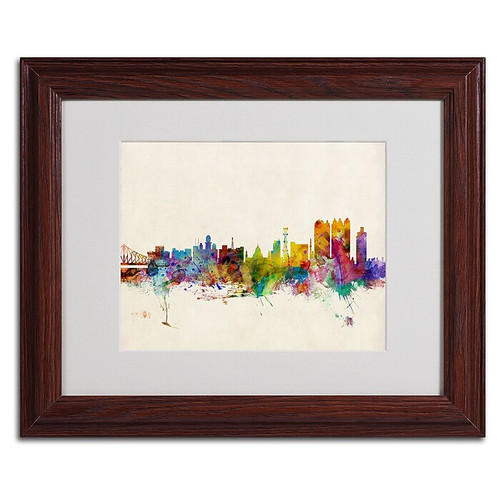 Trademark Michael Tompsett "Calcutta Skyline" Art, White Matte W/Wood Frame, 11" x 14" (65dcf9aae8837636b11a309d_ud)