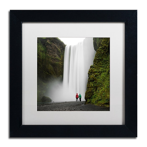 Trademark Fine Art Philippe Sainte-Laudy 'Skogafoss for Two' 11" x 11" Matted Framed (190836324262)
