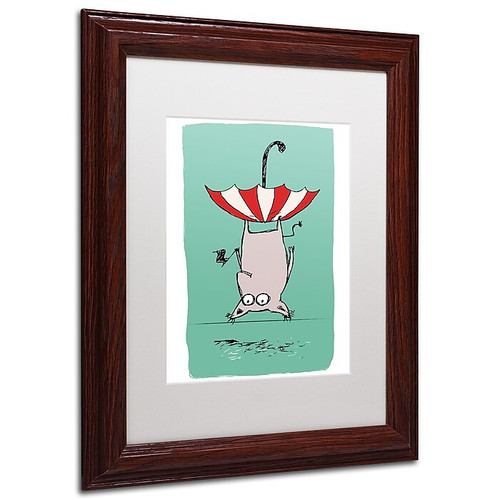 Trademark Carla Martell "Upside Down Animal" Art, White Matte W/Wood Frame, 11" x 14" (65dcf9cce8837636b11a3153_ud)