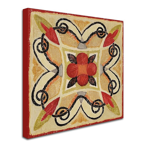 Trademark Daphne Brissonnet "Bohemian Rooster Tile Square I" Gallery-Wrapped Canvas Art, 14" x 14" (65dcf9fce8837636b11a3235_ud)