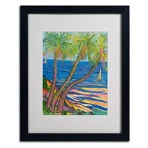 Trademark Manor Shadian "Three Coconut Palms" Art, White Matte W/Black Frame, 16" x 20" (65dcfa38e8837636b11a3354_ud)