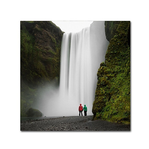 Trademark Fine Art Philippe Sainte-Laudy 'Skogafoss for Two' 14" x 14" Canvas Stretched Art Print (190836324286)