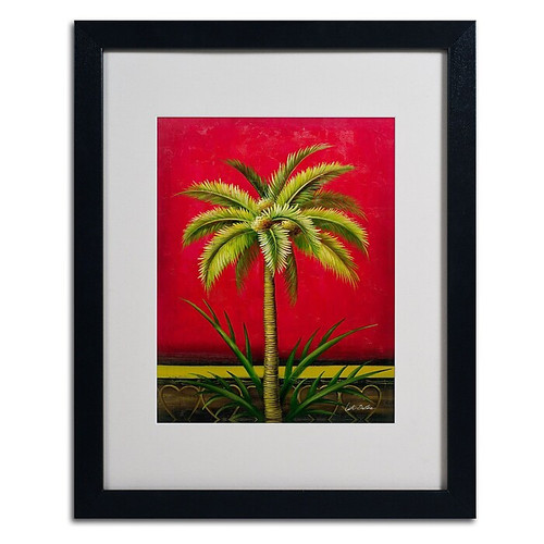 Trademark Victor Giton "Tropical Palm I" Art, White Matte With Black Frame, 16" x 20" (65dcfa90e8837636b11a34da_ud)