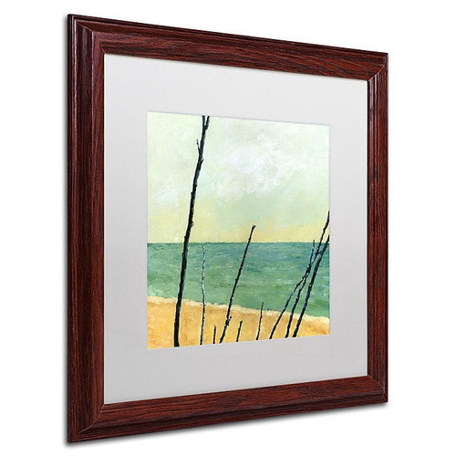 Trademark Michelle Calkins "Branches on the Beach" Art, White Matte With Wood Frame, 16" x 16" (65dcfb2ae8837636b11a37a2_ud)