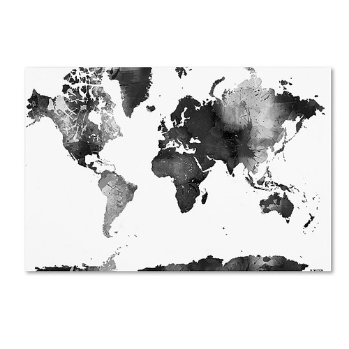 Trademark Fine Art Marlene Watson 'World Map BG-1' 14" x 19" Canvas Stretched (190836200948)