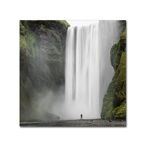 Trademark Fine Art Philippe Sainte-Laudy 'Alone at Skogafoss' 14" x 14" Canvas Art Print (190836281848)
