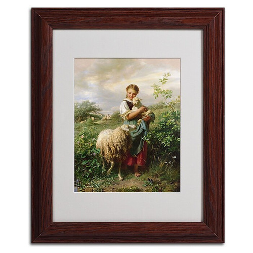 Trademark Johann Hofner "The Shepherdess 1866" Art, White Matte With Wood Frame, 11" x 14" (65dcfb81e8837636b11a3946_ud)