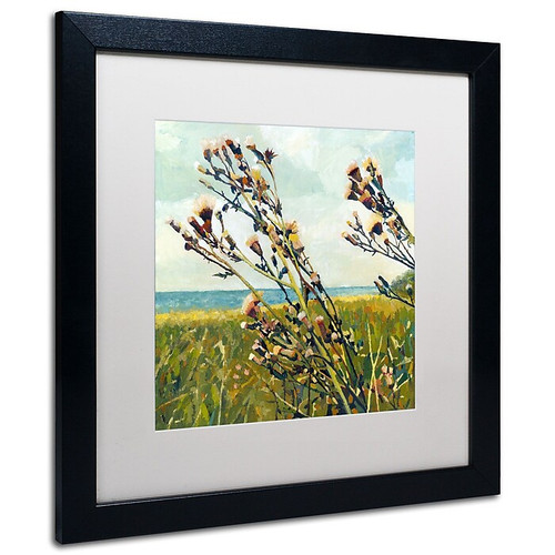 Trademark Michelle Calkins "Thistles on the Beach" Art, White Matte With Black Frame, 16" x 16" (65dcfb9be8837636b11a39c6_ud)