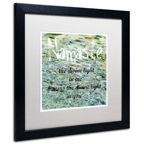Trademark Michelle Calkins "Namaste with Water Pool" Art, White Matte With Black Frame, 16" x 16" (65dcfbd6e8837636b11a3ac0_ud)