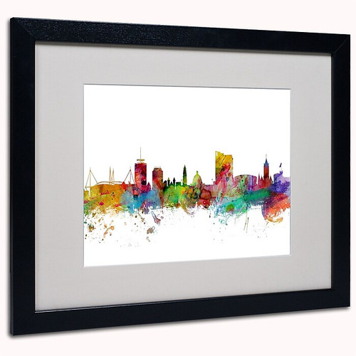Trademark Michael Tompsett "Cardiff Wales Skyline II" Art, White Matte W/Black Frame, 16" x 20" (65dcfbede8837636b11a3b3c_ud)