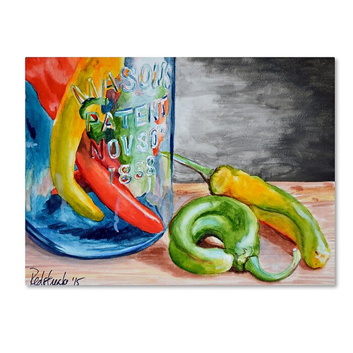 Trademark Fine Art Jennifer Redstreake 'Chili Peppers' 14" x 19" Canvas Stretched (886511941090)