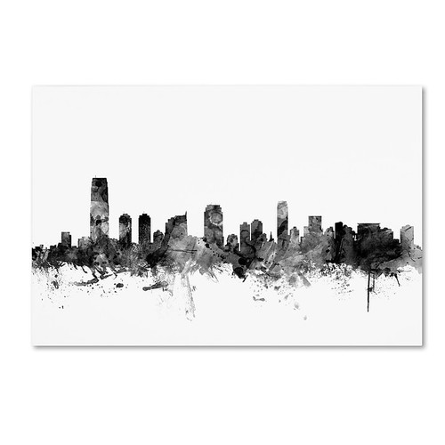 Trademark Fine Art Michael Tompsett 'Jersey City NJ Skyline B&W' 12" x 19" Canvas Stretched (190836081967)