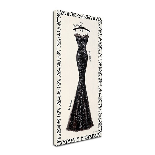Trademark Emily Adams "Couture Noir Original IV with Border" Gallery-Wrapped Canvas Art, 10" x 24" (65dcfc41e8837636b11a3cd3_ud)
