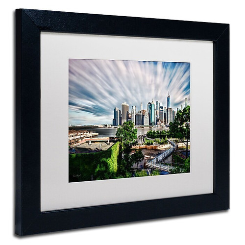 Trademark David Ayash "Brooklyn Bridge Park and... - III" Art, White Matte W/Black Frame, 11" x 14" (65dcfc93e8837636b11a3e4b_ud)