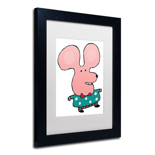 Trademark Carla Martell "Happy Mr. Mouse" Art, White Matte W/Black Frame, 11" x 14" (65dcfca1e8837636b11a3e8b_ud)