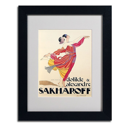 Trademark George Barbier "Clotilde and Alexandre" Art, White Matte W/Black Frame, 11" x 14" (65dcfcd5e8837636b11a3f79_ud)