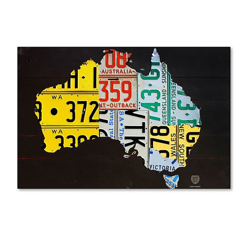 Trademark Fine Art ''Australia License Plate Map'' by Design Turnpike 12" x 19" Canvas Art (ALI1311-C1219GG)