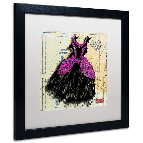 Trademark Roderick Stevens "Black n Purple Swirls" Art, White Matte With Black Frame, 16" x 16" (65dcfcf7e8837636b11a401a_ud)
