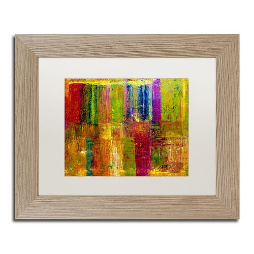 Trademark Fine Art ''Color Abstract'' by Michelle Calkins 11" x 14" White Matted Wood Frame (MC017-T1114MF)