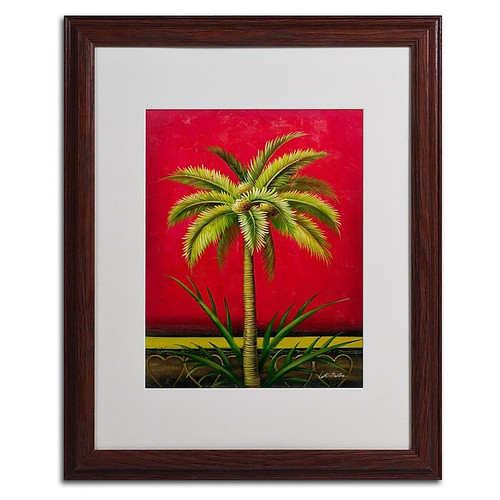 Trademark Victor Giton "Tropical Palm I" Art, White Matte With Wood Frame, 16" x 20" (65dcfd19e8837636b11a40ba_ud)