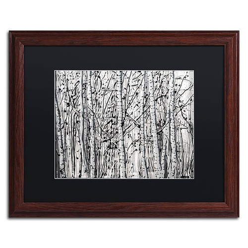 Trademark Fine Art ''Winter Aspens'' by Roderick Stevens 16" x 20" Black Matted Wood Frame (RS1021-W1620BMF)