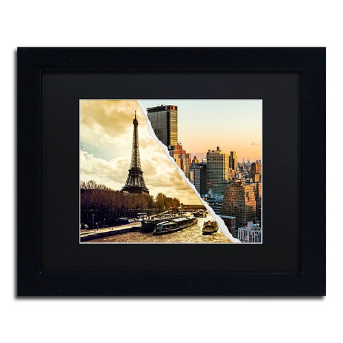 Trademark Fine Art ''Sunset in Paris and New York'' by Philippe Hugonnard 11" x 14" Black Matted Black Frame (PH0114-B1114BMF)