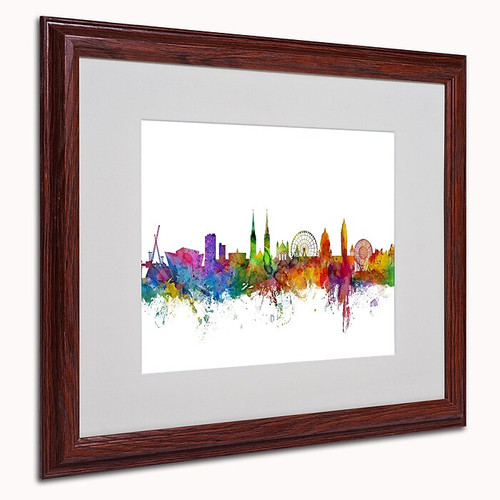 Trademark Michael Tompsett "Belfast, Ireland Skyline II" Art, White Matte W/Wood Frame, 16" x 20" (65dcfd9ee8837636b11a42f5_ud)