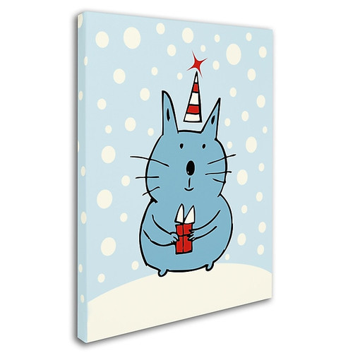 Trademark Carla Martell "Christmas Snow Cat" Gallery-Wrapped Canvas Art, 24" x 32" (65dcfdc7e8837636b11a43ba_ud)