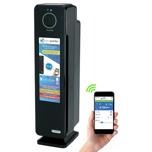 GermGuardian Smart Elite 4-in-1 True HEPA Tower Air Purifier, 5-Speed, WiFi Enabled, Black (CDAP4500BCA)