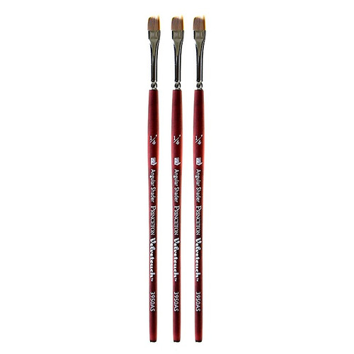 Princeton Velvetouch Mixed Media Brushes 025 angular shader [Pack of 3] (PK3-3950AS-025)