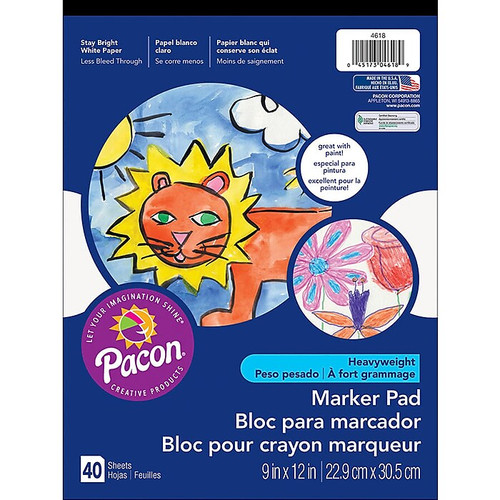 Pacon® Art Street® White Watercolor and Marker Pad, 12" x 9", 40 Sheets per Pad, Pack of 6 (PAC4618-6)