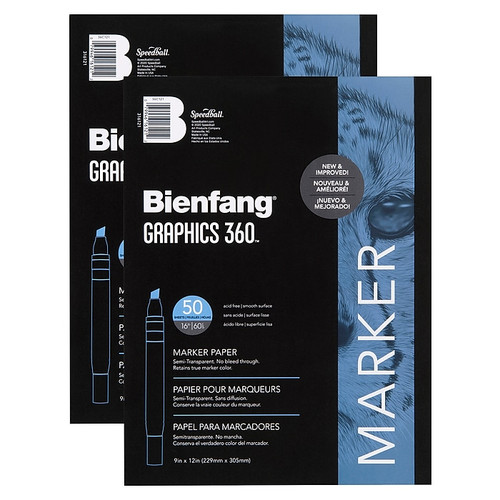 Bienfang Graphics 360 100% Rag Translucent Marker Paper 9 in. x 12 in. pad of 50 [Pack of 2](PK2-316121)